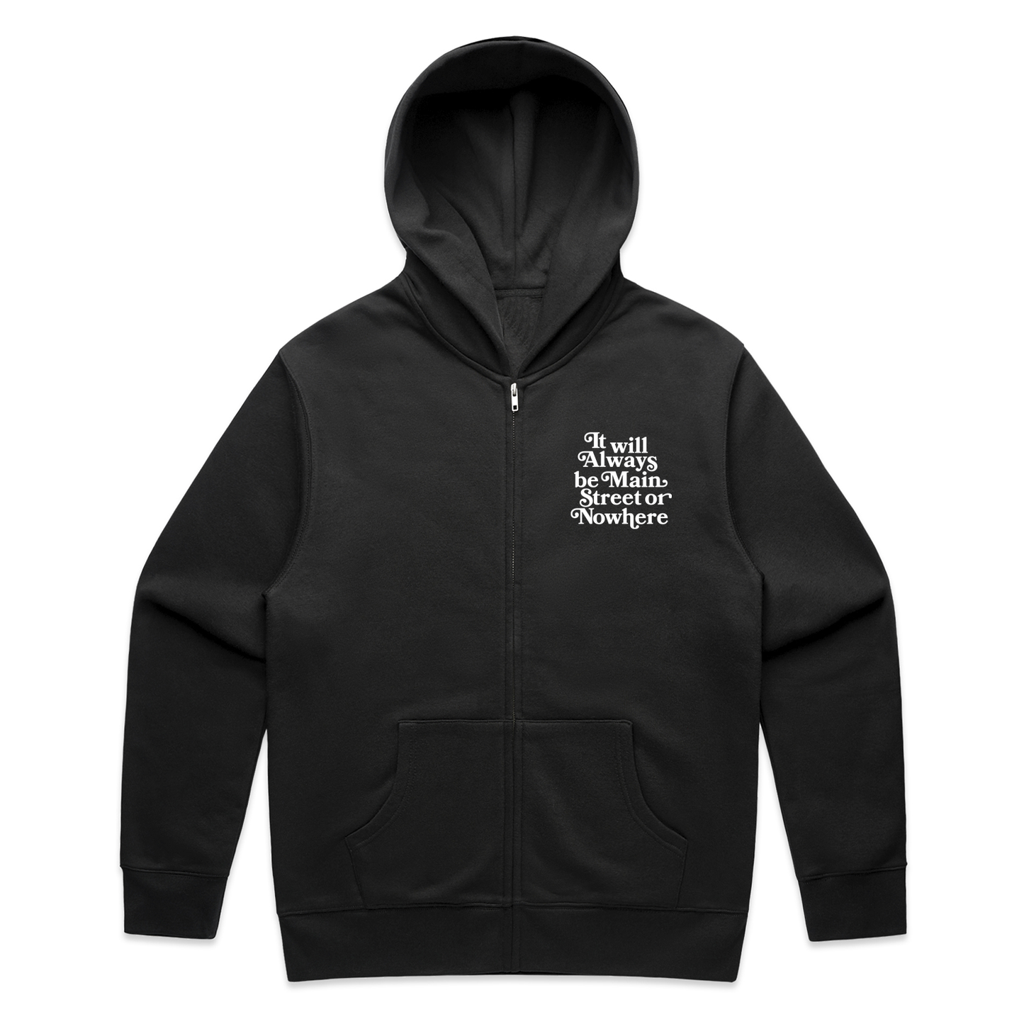 Main Street or Nowhere Zip Up Hoody (Black)